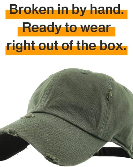 KBETHOS Vintage Washed Distressed Cotton Dad Hat Baseball Cap Adjustable Polo Trucker Unisex Style Headwear