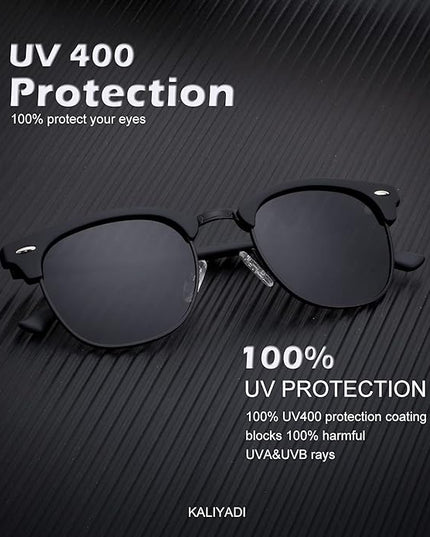 KALIYADI Polarized Sunglasses for Men and Women Semi-Rimless Frame Driving Sun glasses UV Blocking