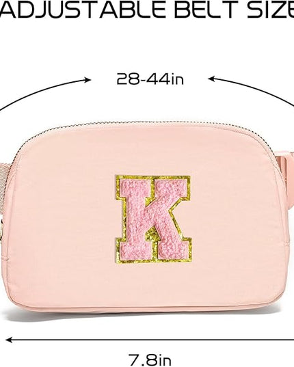 Gitus 6 7 8 9 10 Year Old Girl Gifts Belt Bag Fanny Pack Crossbody Bags with Initial Letter Patch Things for Teen Girls Easter Gifts for Girls Travel Essentials（Coral Pink-K）