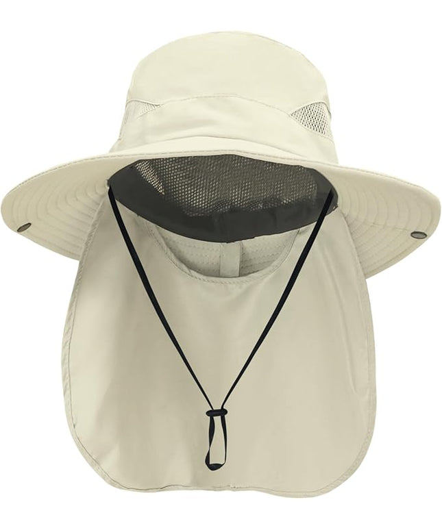 NPQQUAN Sun Hats for Men Women with Neck Flap UPF 50+ UV Protection Wide Brim Bucket Hat Safari Hiking Fishing Hats