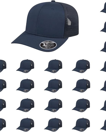 Cap America i8502 Flexfit 110 Premium Mid Profile 6-Panel Mesh Back Trucker Cap Hat w/UV Guard & Adjustable Snapback