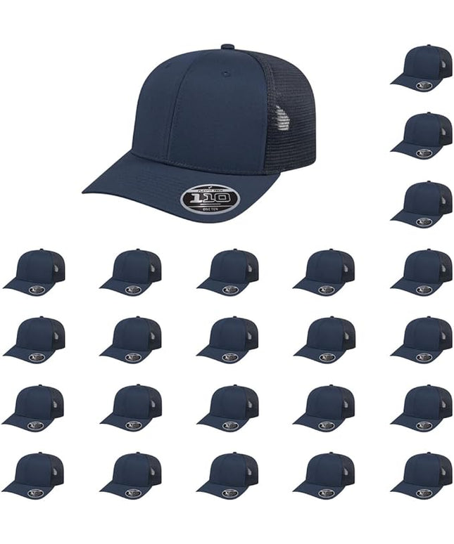 Cap America i8502 Flexfit 110 Premium Mid Profile 6-Panel Mesh Back Trucker Cap Hat w/UV Guard & Adjustable Snapback