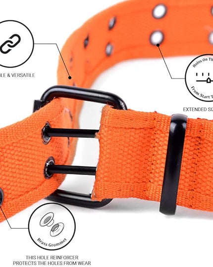 Boxed Gifts Parquet Casual Canvas Belt - Double Hole, Double Grommets for Men & Women