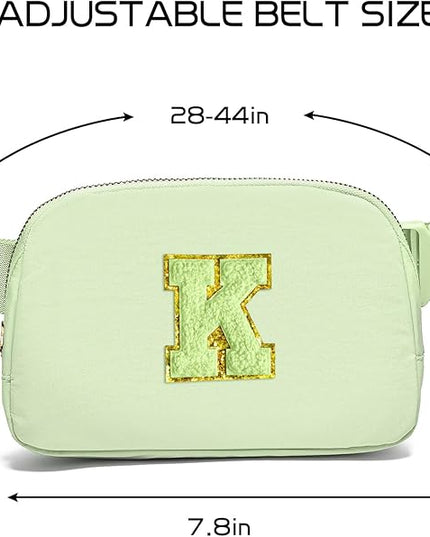 Gitus Gifts for 8 9 10 11 12 Year Old Girls Belt Bag Fanny Pack Crossbody Bags with Initial Letter Patch Cute Stuff Birthday Gifts for Teen Girls Women Personalized Trend Stuff (Light Green-K)