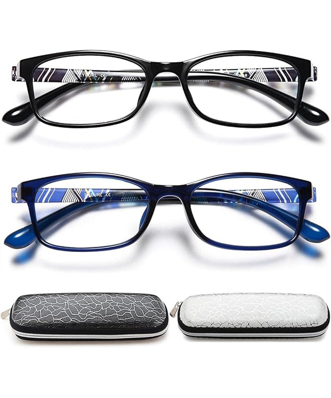 EYEURL Blue Light Blocking Readers for men Women - 2 Pair Ladies Computer Reading Glasses +3.75 Stylish TR90 Rectangular Frames