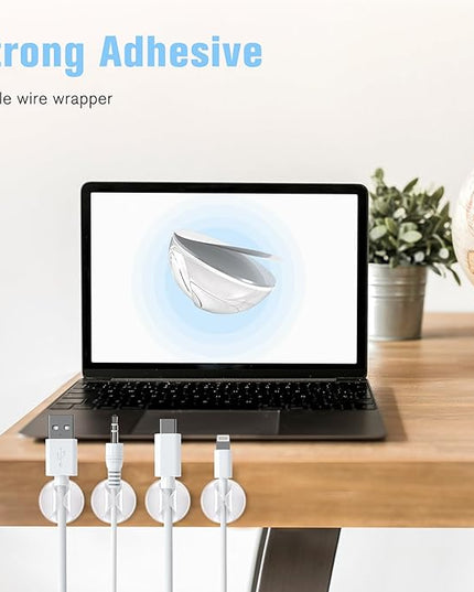 12 Pack Cable Clips, Znben Clear Cord Organizer Holder Adhesive Cord Management Charger Wire Holder Clips for Desk, Home, Office, Car, Cubicle, Nightstand