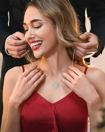 G&GEMSJEW Heart Necklaces for Women, 1-2 Carats Moissanite, 18K White Gold-Plated 925 Sterling Silver Round Brilliant Cut Moissanite Imitation Diamond Necklaces, Jewelry Gifts for Christmas Valentine's Day,Anniversary Present for Wife Women