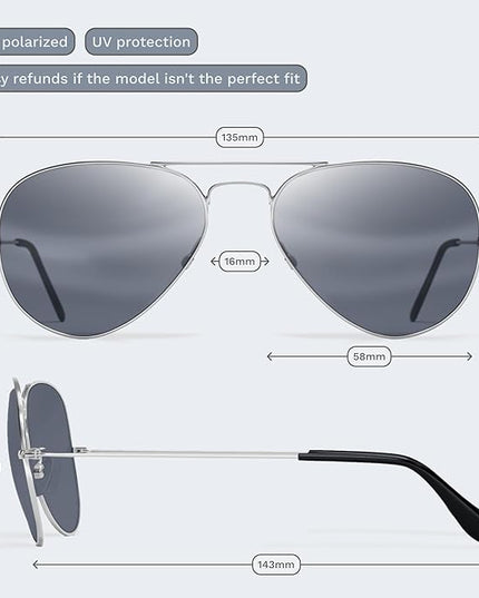 livho Sunglasses for Men Women Aviator Polarized Metal Mirror UV 400 Lens Protection