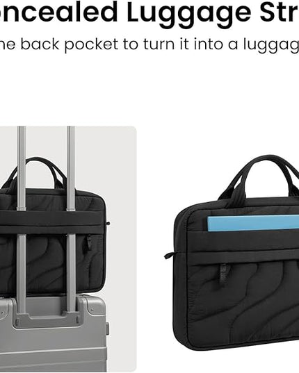 tomtoc 13-14 Inch Protective Puffy Laptop Carrying Bag for Women, Lightweight Laptop Briefcase Fits 14-inch MacBook Pro M5 2025 & Other 13"/14" Computers, Work Bag Case Handbag with Organized Storage