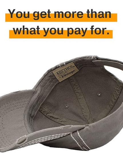 KBETHOS Vintage Washed Distressed Cotton Dad Hat Baseball Cap Adjustable Polo Trucker Unisex Style Headwear