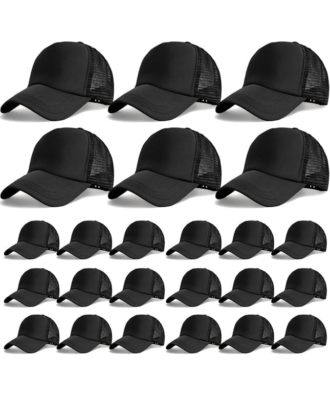 24 Pcs Trucker Hats Bulk Beach Hats for Men Mesh Back Ball Cap Rugged Classic Baseball Trucker Cap for Men and Women