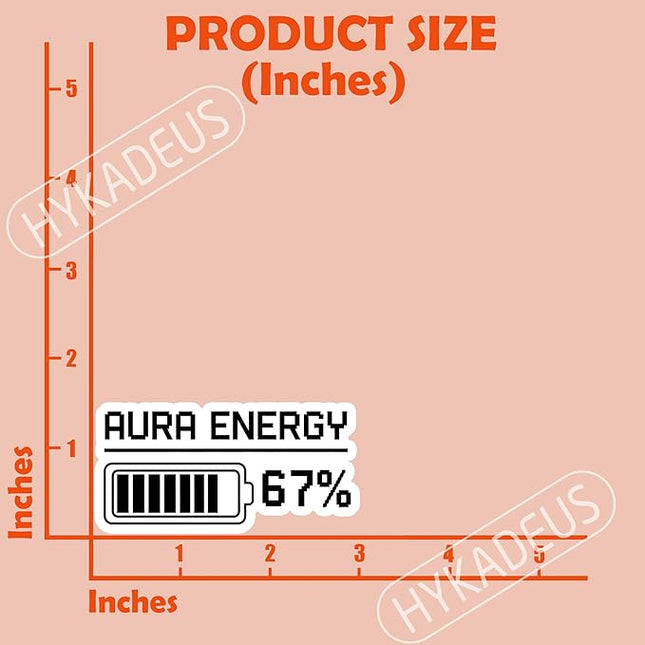 (3Pcs) Aura Energy at 67 Funny Six Seven Meme Sticker 6 7 Numbers Battery Level Humor Vinyl Decals Gen Alpha Design Waterproof for Laptop, Water Bottle, Tumbler, 3" x 1.5"