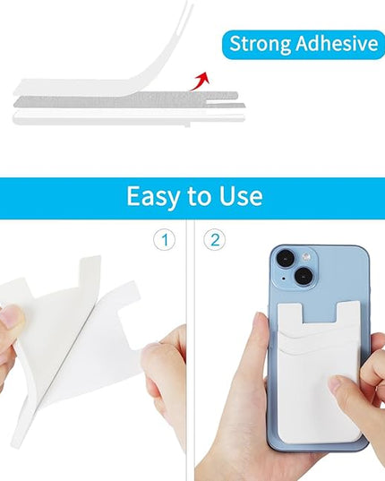 SS Phone Wallet, Card Holder for Phone Case Stick on Silicone Double Phone Pocket Suitable for iPhone Samsung Galaxy Any Smartphone 3 Pack