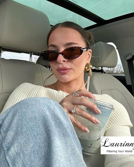 90s Sunglasses for Women Men Retro Small Oval Sunglasses