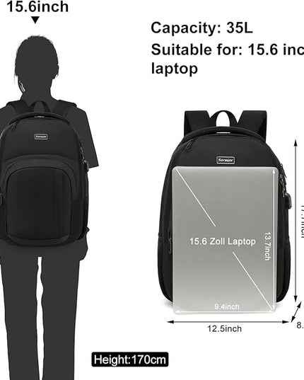 School Backpack for Teen Boys, 15.6 Inch Anti Theft Laptop Bookbag with USB Charging Port, Water Resistant College - Travel Backpack Ergonomic, Fits Notebook, Men Women