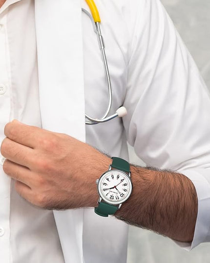 GOLDEN HOUR Waterproof Nurse Watch for Medical Professionals, Students Women Men - Military Time Luminouse Easy Read Dial, 24 Hour with Second Hand, Colorful Silicone Band
