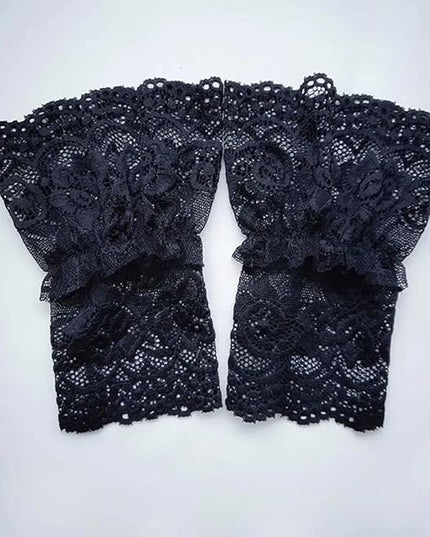 Women's Short Lace Gloves Fingerless for Driving Wedding Wrist Length Bridal Prom Gloves
