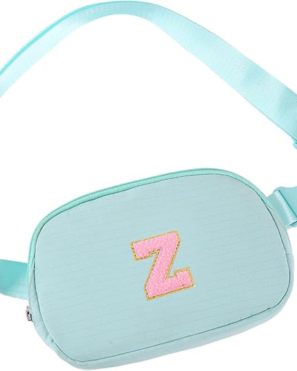 Glratn Initial Letter Fanny Pack for Girls,Patch Belt Bag,Toddler Crossbody Bags，Gifts for 3 4 5 6 7 8 9 10 11 12 Year Old Teens Kids,Christmas Graduation Gifts for Teen Girls ，(Light green-Z)