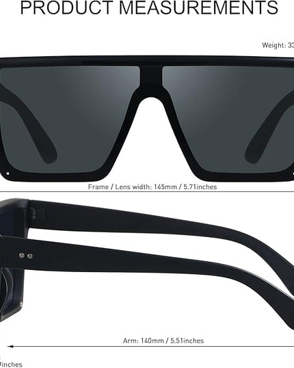LYZOIT Square Oversized Sunglasses for Women Men Big Flat Top Fashion Shield Large UV Protection Rimless Shades