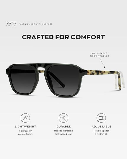 WearMe Pro Polarized Modern Aviator One-Bridge Square Mens Sunglasses