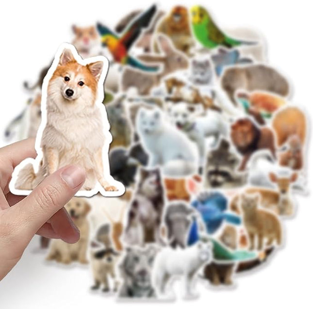 Cute Realistic Animal Stickers for Water Bottle,Waterproof Vinyl 50pcs Stickers for Laptop Computer Phone Bumper Skateboard Luggage Decals for Teens Adults
