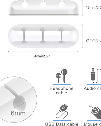 SOULWIT Cable Holder Clips, 3-Pack Cable Management Cord Organizer Clips Silicone Self Adhesive for Desktop USB Charging Cable Nightstand Power Cord Mouse Cable Wire PC Office Home