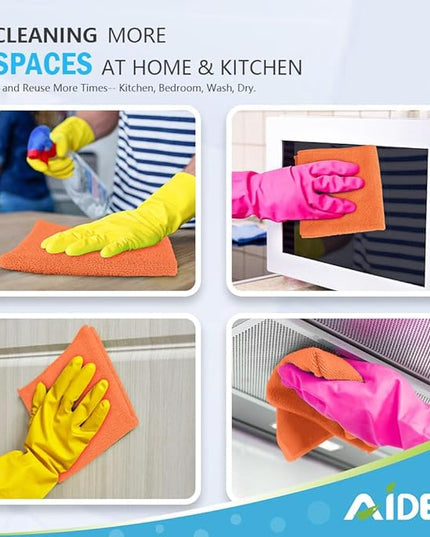 AIDEA Microfiber Cleaning Cloth-12PK, Soft Microfiber Towels for Cars, Absorbent Cleaning Rags, Lint-Free Streak-Free Wash Cloths for House, Kitchen, Window(12in.x12in), Orange
