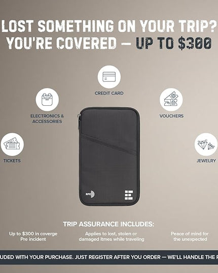 Zero Grid Family Passport Holder for Up to 6 Passports, Large Travel Document Organizer Wallet with 7 RFID Blocking Sleeves for Anti-Theft Protection - Shadow Grey