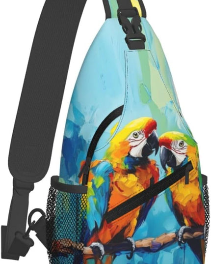 Animal Face Sling Bag Crossbody Bags Chest Bag Backpack for Travel Running and Hiking for Men Women Colorful Parrot 2