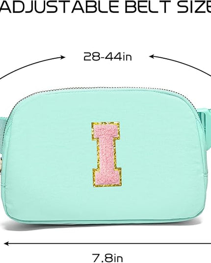Gitus Belt Bag Fanny Pack Crossbody Bags with Initial Letter Patch Cute Stuff Birthday Gifts for Teenager Girls Trendy Preppy Stuff for Teen Girls Cool Stuff for Teens (Mint Green-I)