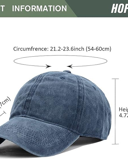 HH HOFNEN Men Women Washed Distressed Twill Cotton Baseball Cap Vintage Adjustable Dad Hat
