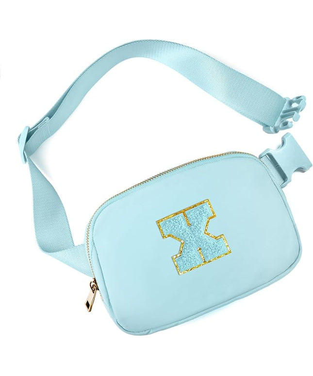 Gitus Gifts for 8 9 10 11 12 Year Old Girls Belt Bag Fanny Pack Crossbody Bags with Initial Letter Patch Cute Stuff Birthday Gifts for Teen Girls Women Personalized Trend Stuff (Icing Blue-X)