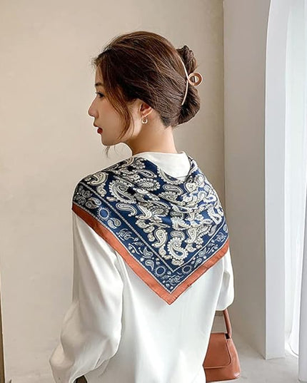 MINIDORA Satin Scarves for Women 27.5 × 27.5 inches Medium Square Elegant Silk Feeling Head Scarf