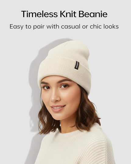 Zylioo Plus Size Fleece Lined Beanie Hat,2XL/XL/L/M/S Thermal Knitted Hat,Winter Warm Lined Snow Hats for Women Men