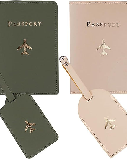 Passport Wallets Travel Holder Set,his and her passport holder and luggage tags,Slim Waterproof Passport Case,newlywed travel gifts for Couples,Bridal Shower Gift