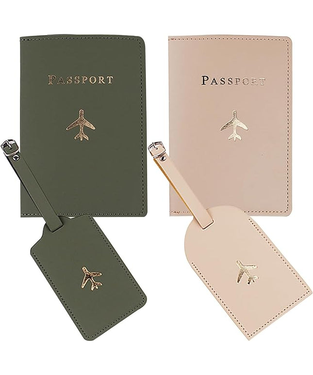 Passport Wallets Travel Holder Set,his and her passport holder and luggage tags,Slim Waterproof Passport Case,newlywed travel gifts for Couples,Bridal Shower Gift