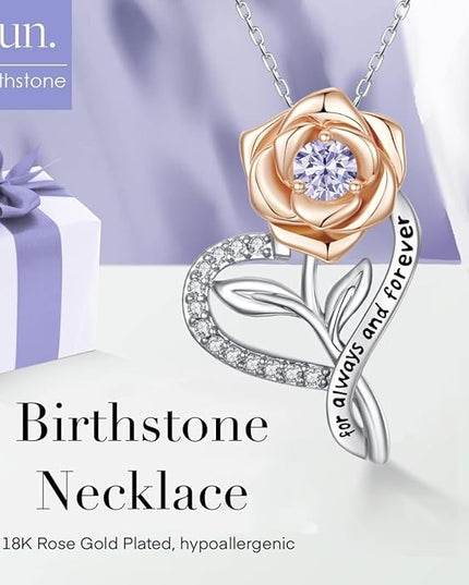 LAVALE Heart Birthstone Necklace for Women, Ideal Anniversary Birthday Gifts for Women Wife Girlfriend Her, Amazing Valentine's day Gift for Mom Women