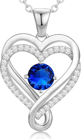 Infinity Love Heart Birthstone Necklace for Women Wife, S925 Sterling Silver Anniversary for Women Wife Birthday Gift for Her Girlfriend Mom Daughters, I Love You Women's Jewelry 18k Rose Gold Filled