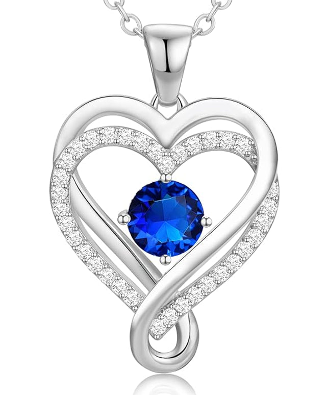 Infinity Love Heart Birthstone Necklace for Women Wife, S925 Sterling Silver Anniversary for Women Wife Birthday Gift for Her Girlfriend Mom Daughters, I Love You Women's Jewelry 18k Rose Gold Filled