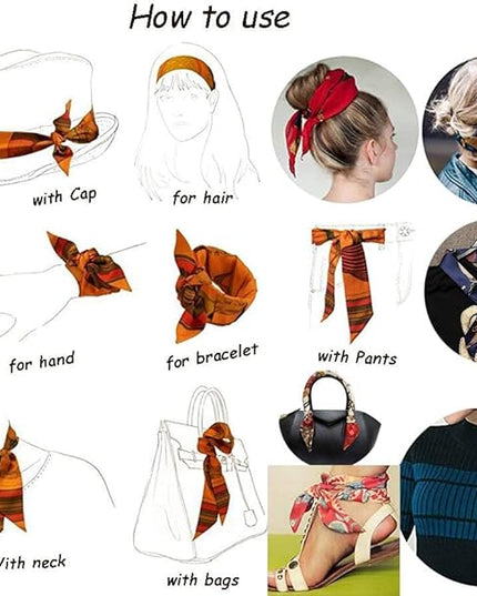 kcctoo 2/6/10Pack Scarf Bags for Women Handbag Scarfs Band Hair Neck Scarves Fashion Gifts