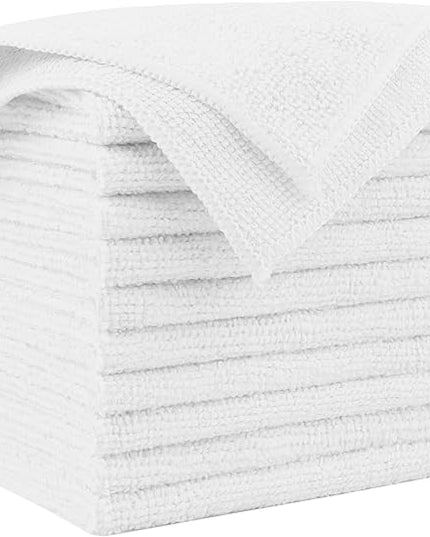 AIDEA Microfiber Cleaning Cloth White 10PK, Microfiber Towels for Cars, Premium Car Cloths, Dusting Cloth Lint Free Cleaning Rags for SUVs, House, Kitchen, Window, Workshops,12×12"