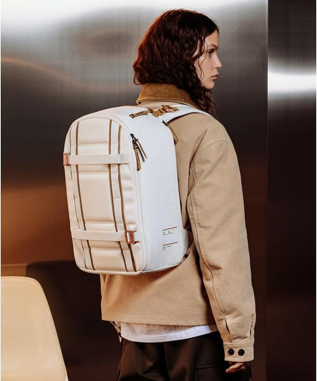 Db Journey Ramverk Backpack - Durable Travel Backpack with Laptop Compartment & Pockets for Work, Luggage with Roller Bag Hook Up System, 21L - Oatmilk