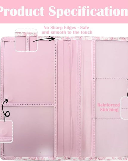 Car Registration and Insurance Holder with Magnetic Closure, Universal Document Organizer for License, Insurance Cards & Glove Box Storage (Heart-Pink)