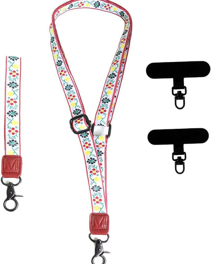 Adjustable Lanyard for Phone, Camera, Name Tags, ID card, Keychain and Wristlet Straps with 2 phone pads(Black)