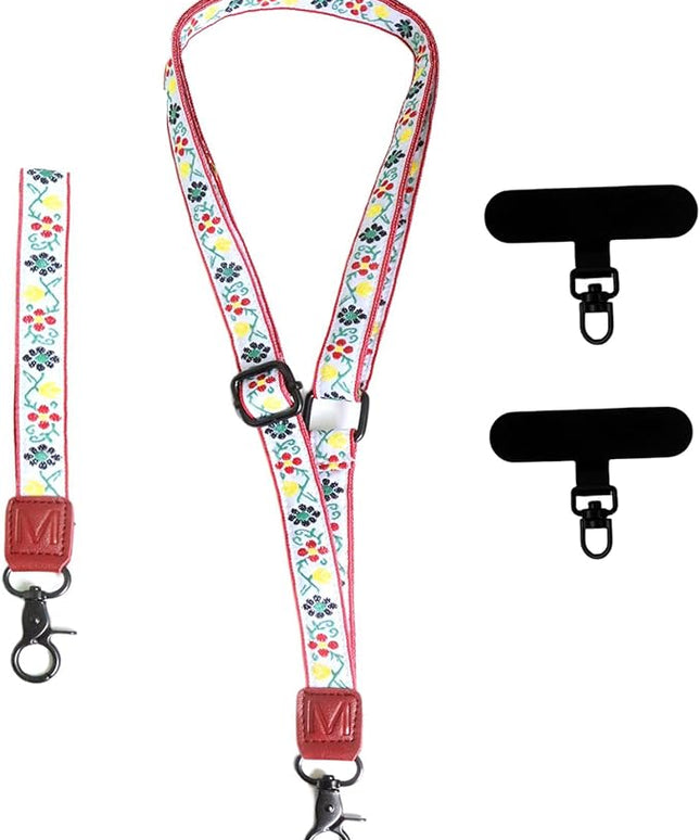 Adjustable Lanyard for Phone, Camera, Name Tags, ID card, Keychain and Wristlet Straps with 2 phone pads(Black)