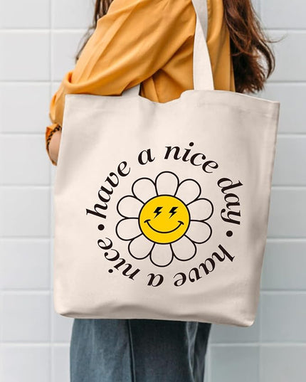 AUSVKAI Canvas Tote Bag Aesthetic for Women, Cute Reusable Cloth Cotton Bags for Shopping Beach Grocery
