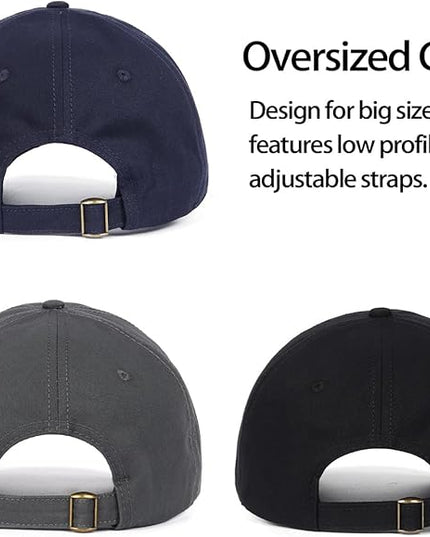 Zylioo XL XXL Oversize Baseball Cap, 100% Cotton Adjustable Dad Hat for Big Heads 23.5"-25.5", Soft Crown Large Size Cap