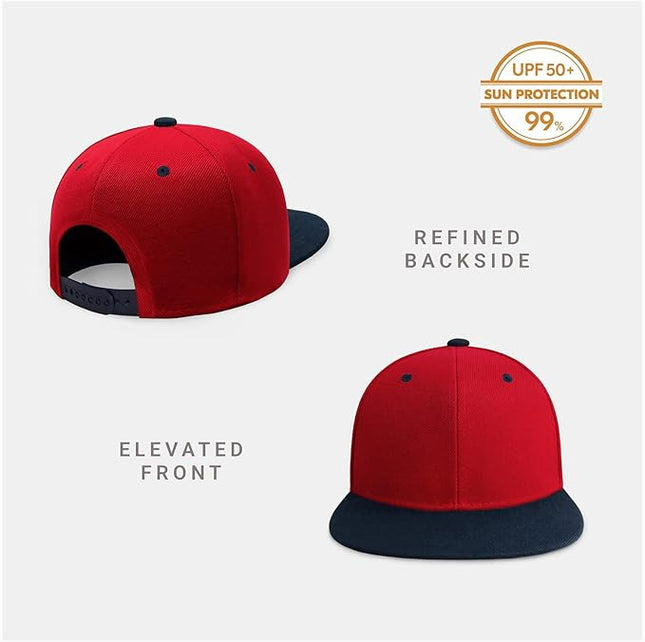 CHOK.LIDS Flat Bill Visor Classic Snapback Hat Blank Adjustable Brim High Top End Trendy Color Style Plain Tone Baseball Cap