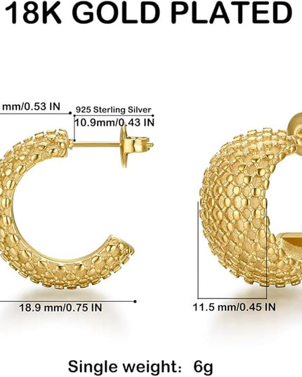 18K Gold Plated Chunky Hoop Earrings for Women Fashion Thick Gold Hoops Set Jewelry for Birthday Christmas Gifts