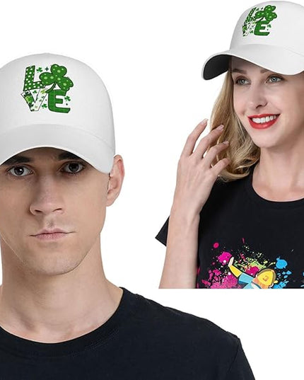 St. Patrick's Day Lucky Shamrock Hat Adjustable Irish Green Clover Baseball Cap Trucker Hat for Men Women